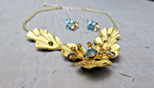 Vintage Drape Necklace 14K Gold Filled w/Snake Chain 20" & 14KGF Star Earrings - Picture 2 of 10