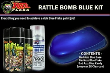 Rattle Bomb Kit - Blue Kit - Aerosol Metal Flake, Basecoat, Kandy, Clearcoat