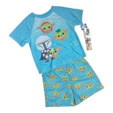 Star Wars toddlers Size 5 T baby Yoda pajama set 2 pcs short blue Mandalorian
