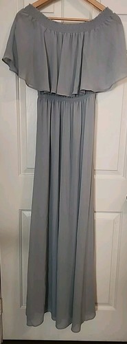 Robe maxi Show Me Your Mumu bleu moyen flottant épaules dénudées doublée taille élastique - Photo 6/7