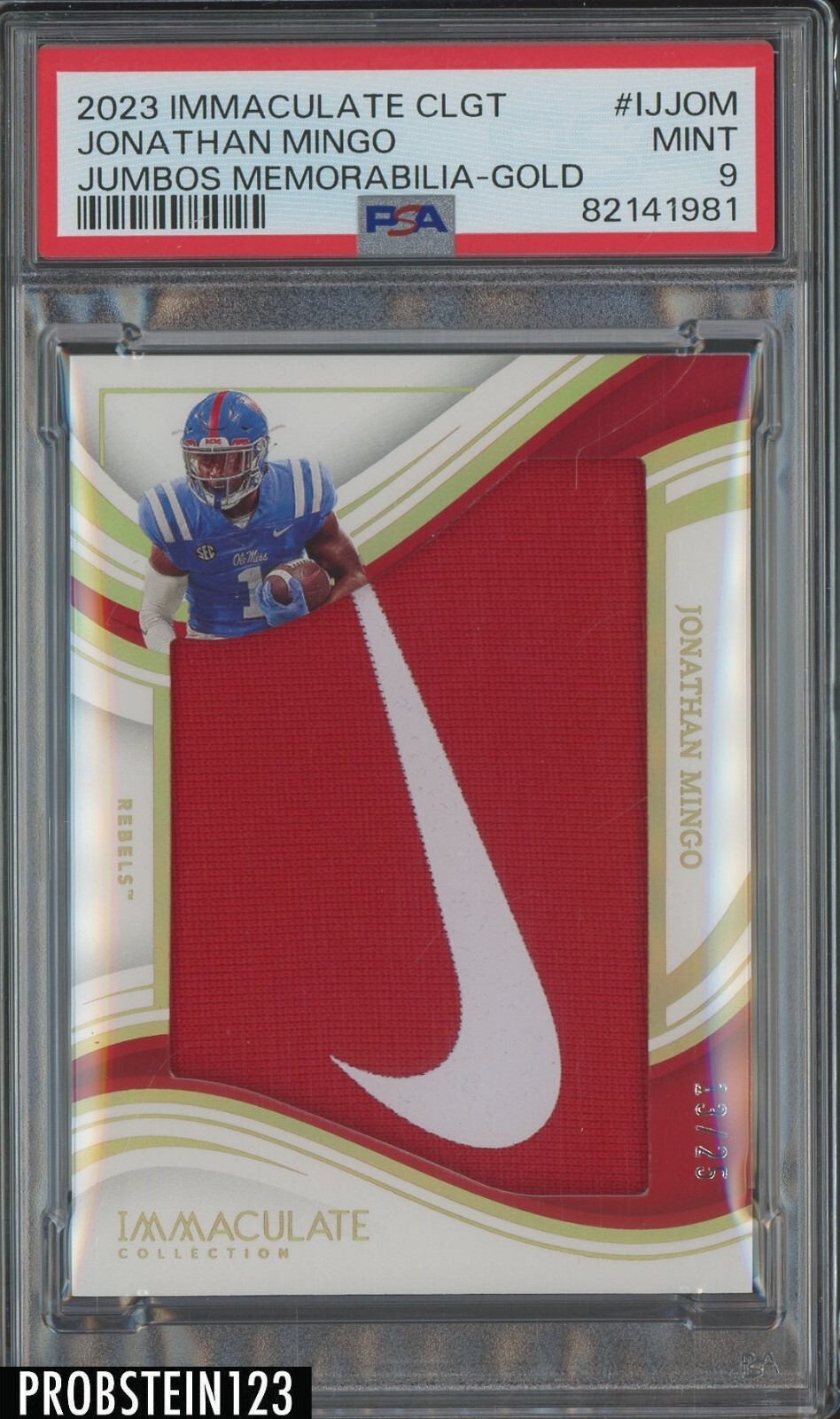 Jonathan Mingo Panini Immaculate Collection Collegiate Immaculate Jumbos Memorabilia #IJJOM Gold
