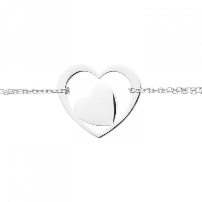 Bracelet coeur 18 cm cadeau romantique en acier inaltérable