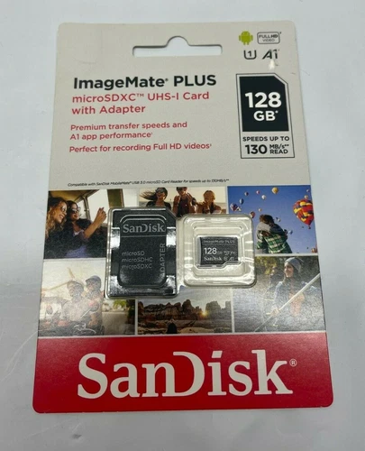 SanDisk ImageMate Plus microSDXC UHS-I Card with Adapter 128GB - New