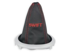 SCHALTMANSCHETTE FÜR SUZUKI SWIFT 2005-2010 SCHALTSACK LEDER STICKEREI FADEN ROT
