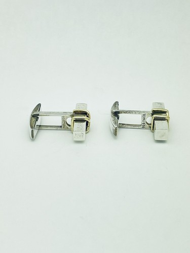 Tiffany & Co. X Cufflinks Sterling 18k Yellow Gold Post Design - Picture 3 of 8