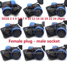 SD28 2-26 pin Aviation Bulkhead IP67 Waterproof Plug  Socket Elbow Connector