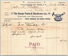 1904 Astoria, LI, NY Letterhead Haupt Paint & Hardware Co. Painters Decorators