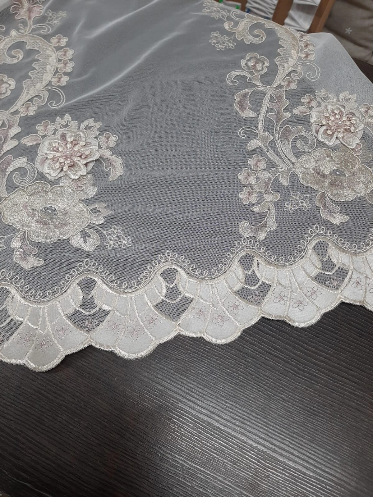 Tulle fabric curtain by the meter Medallions powder H 2.80Mt