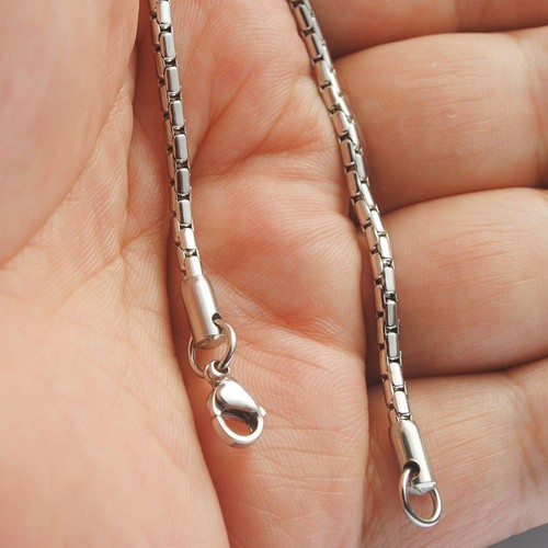 Hop Silver Color 2.2mm/3mm Stainless Steel Necklace Chain Necklace Statement - Picture 8 of 19