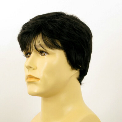 Perruque Courte Pour Hommes En Cheveux Naturels Noirs - Style Naturel, Taille Moyenne, Neuf Avec étiquettes