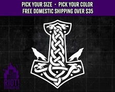 Mjolnir With Ravens Decal, Viking, Nordic, Norse, Runic Decal, Thor's Hammer