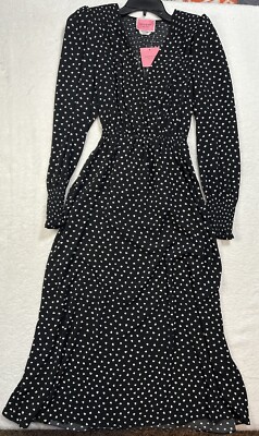 Kate Spade New York Womens Size S Black Long Sleeve Heartbeat Smocked Dress  (M6) | eBay