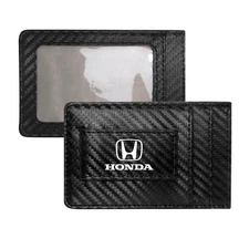 Honda Logo Black Carbon Fiber Patterns RFID Blocking Wallet Money Clip