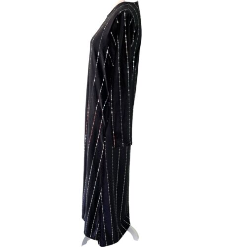 Jameel Dress Womens Size Small Maxi Black Velvet Mirrored Long Sleeve Stripe New - Picture 3 of 12
