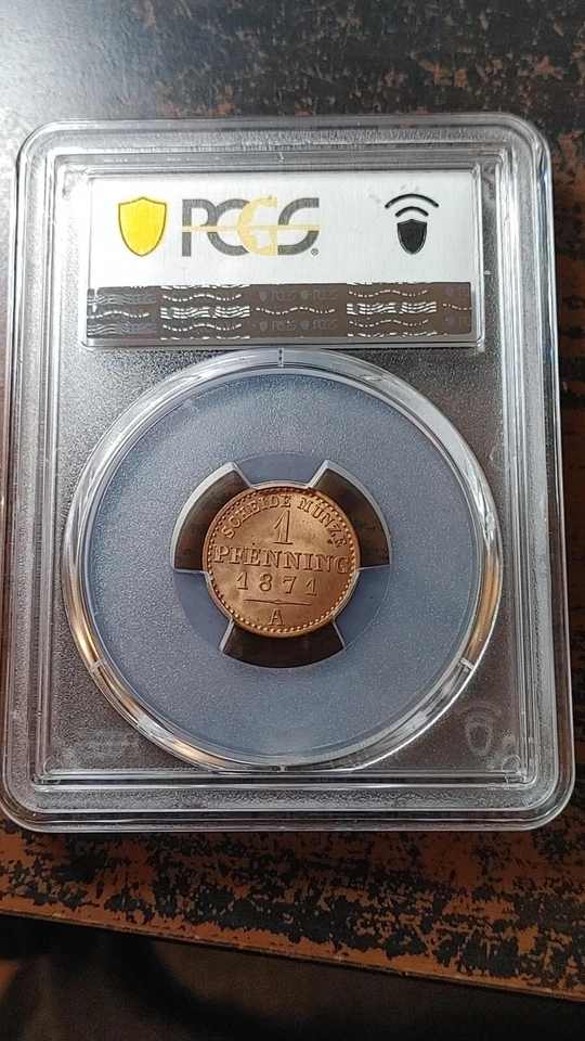 1871 A Prussia Germany 1 Pfennig PCGS MS65 RD Gem Red                       4082 - Image 3 of 4