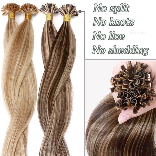 CLEARANCE U Tip 100% Remy Human Hair Extensions K Nail Tip Keratin Russian Hair - Picture 6 of 43