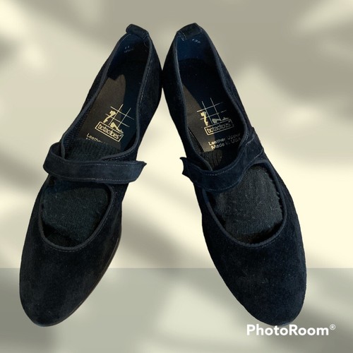 Tic Tac Toes Black Suede Mary Jane Shoes 11 Wide Super Cute Flats eBay