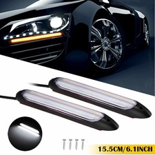 2x 6" DRL LED Headlight Strip Light Daytime Running Sequential Turn Signal Lamp