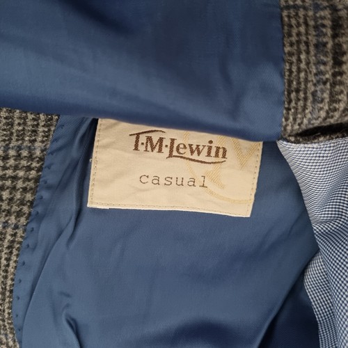 TM Lewin Blazer Men 41 Grey Lovat Scotland Glen Plaid Wool Sport Coat Jacket PoW - Picture 8 of 11