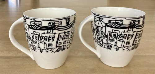 Taza de café de té Mikasa Ultima escenas parisinas negra blanca París HK 114 - Juego de 2 - Imagen 3 de 7
