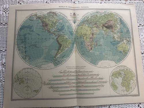 Harmsworth Universal Atlas No's 1 - 2 The World In Hemispheres Genuine Map - Picture 4 of 6