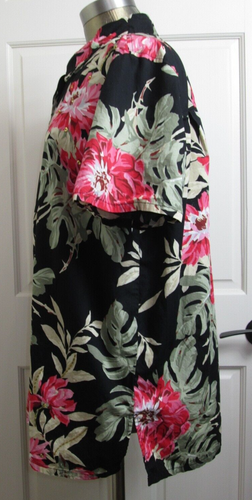 Victoria Jones Black Floral Top Womens 1X Chest 48 Button Up Sequins 211-28607 - 第 3/7 張圖片