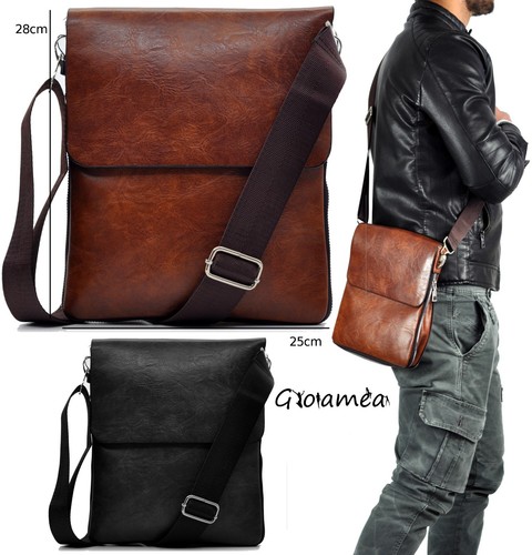 Borsello Borsa Tracolla Spalla Uomo Viaggio Casual Nuovo vintage marrone  nero | eBay