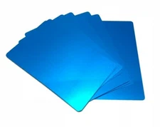 100 Blue Anodized Aluminum Business Card Blanks Laser Engraving Sheet Metal CNC