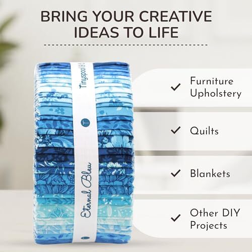 Jelly Roll Fabric Strips for Quilting, Crafting, and Sewing, 40 Eternal Bleu - Picture 4 of 7