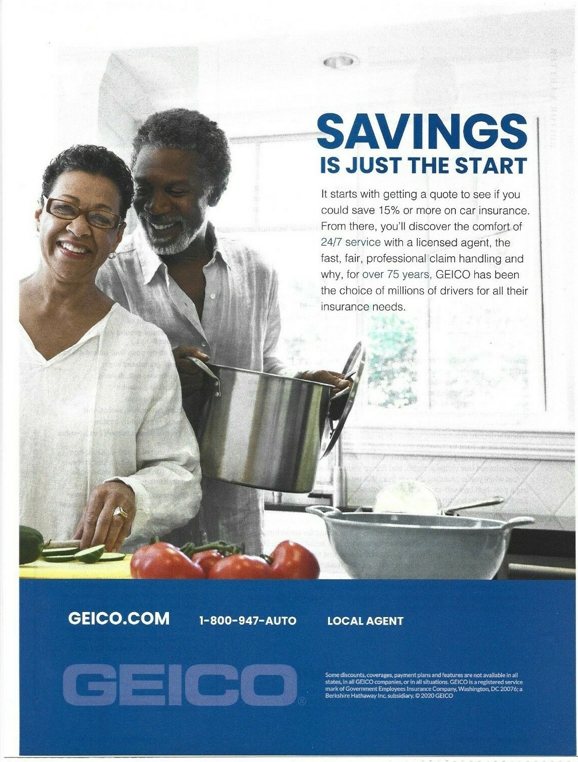 Geico Insurance Print Ad, Geico Auto Insurance Print Ad, Geico Couple  Cooking Ad | eBay
