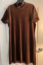 Sostanza Velvet Dress Womens XL Midi Brown Contemporary Apparel Pullover Grunge