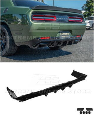 For 15-Up Dodge Challenger | SRT Track Style GLOSSY BLACK Rear Bumper Diffuser