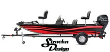 Retro Dark Red Tech Lines Black Vinyl Graphic Decal Kit Fish Boat Wrap USA