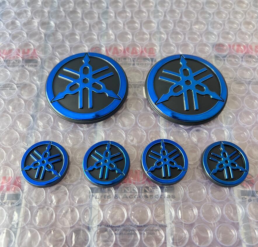 6x Blue 3D Motorcycel Fuel Tank Sticker Decal Emblem 3D Fork Badge