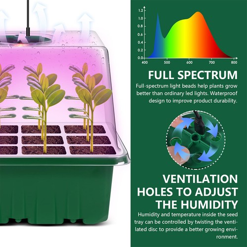18*14*15.5 Seedling Tray with Grow Light Starter Plants Adjust Packs Mini Box - Picture 2 of 11