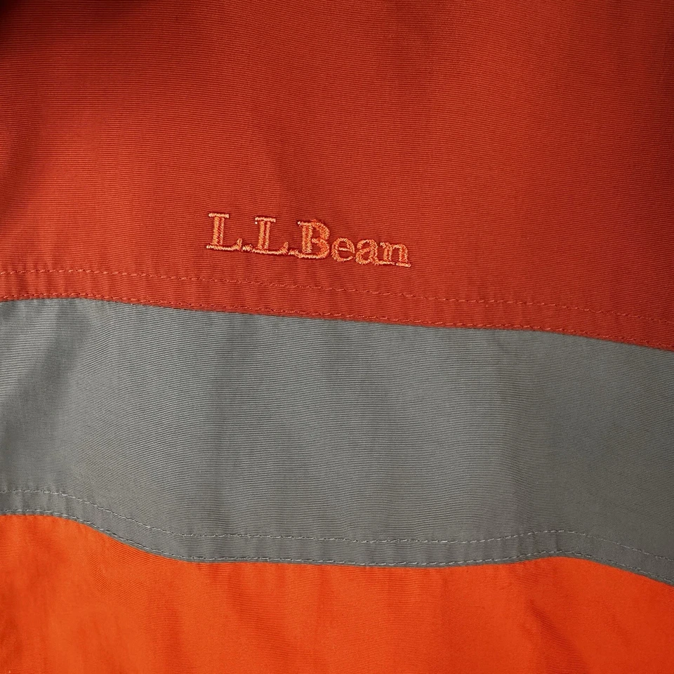 LL Bean Mens Full Zip Winter Ski Jacket Hidden Hood Orange Gray XXL Tall Nylon - Image 3 of 4