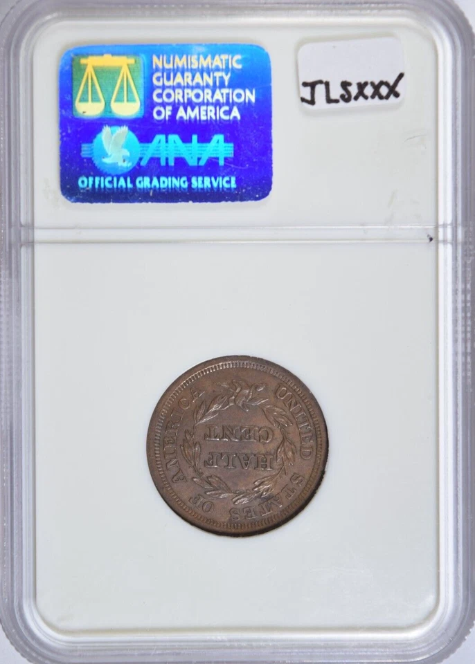 1857 BRAIDED HAIR HALF CENT ~ AWESOME NGC MS64 BN! - Image 2 of 4