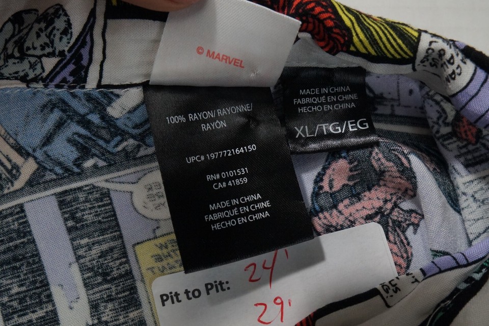 Marvel Spiderman Shirt Short Sleeve Button Up Rayon Men's Size XL eBay