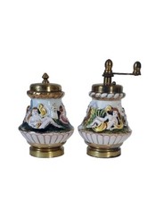 Italian Capodimonte Porcelain Salt  Pepper Mill Vtg Cherub Design SOLD AS IS