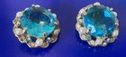 Vintage Signed ART Sky Blue Glass Rhinestone & Faux Pearl Pin Earrings Set — photo 5