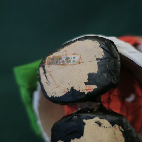 Vintage Paper Mache Santa Suit w Green Bag 5 Inches tall - Picture 9 of 10