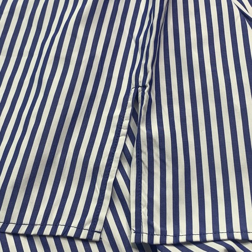 Camicia Fashion Nova taglia 1X bottoni davanti nautica bianca blu righe colletto top - Foto 10 di 14