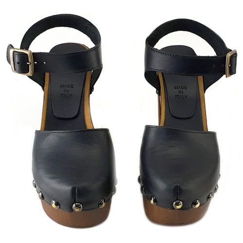 Zuecos Suecos Alto - Cuero Marrón/Negro Made IN Italy- MY462 - Imagen 12 de 12