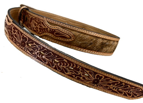 3D Belt Co. Youth kids HAIR ON COWHIDE BELT w/ BULL RIDER BELT BUCKLE in 6 SIZES - Picture 2 of 3