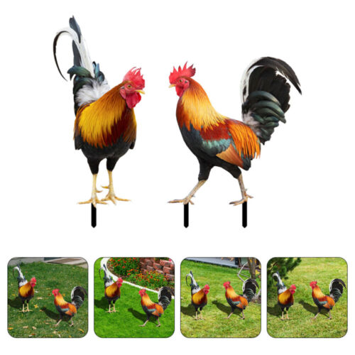  2 PCS 3D Wall Stickers Wall Sticker Decor Rooster Garden Decoration Animal - Picture 1 of 20