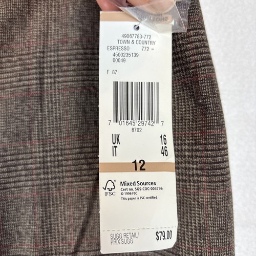 Neu mit Etikett Kasper Town & Country Damenhose 12 grau schwarz kariert hoher Bund gerades Bein - Bild 3 von 11