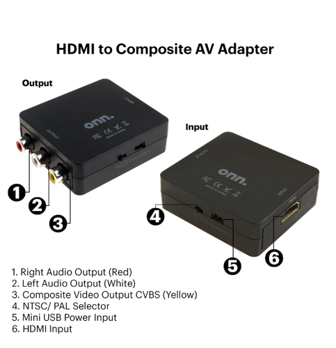 Watch Onn. HDMI to Composite AV Adapter 2.6' Mini-USB Cable Black 100008628 - Picture 2 of 5