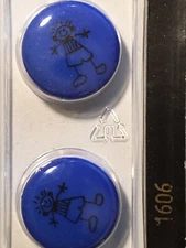DILL BUTTONS | Brand NOS | Blue Drawn Boy - Round #1606 11/16" 18mm | 2 Pack