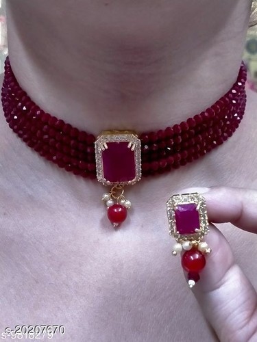 Bead Choker Bridal Necklace Jewelry Set 