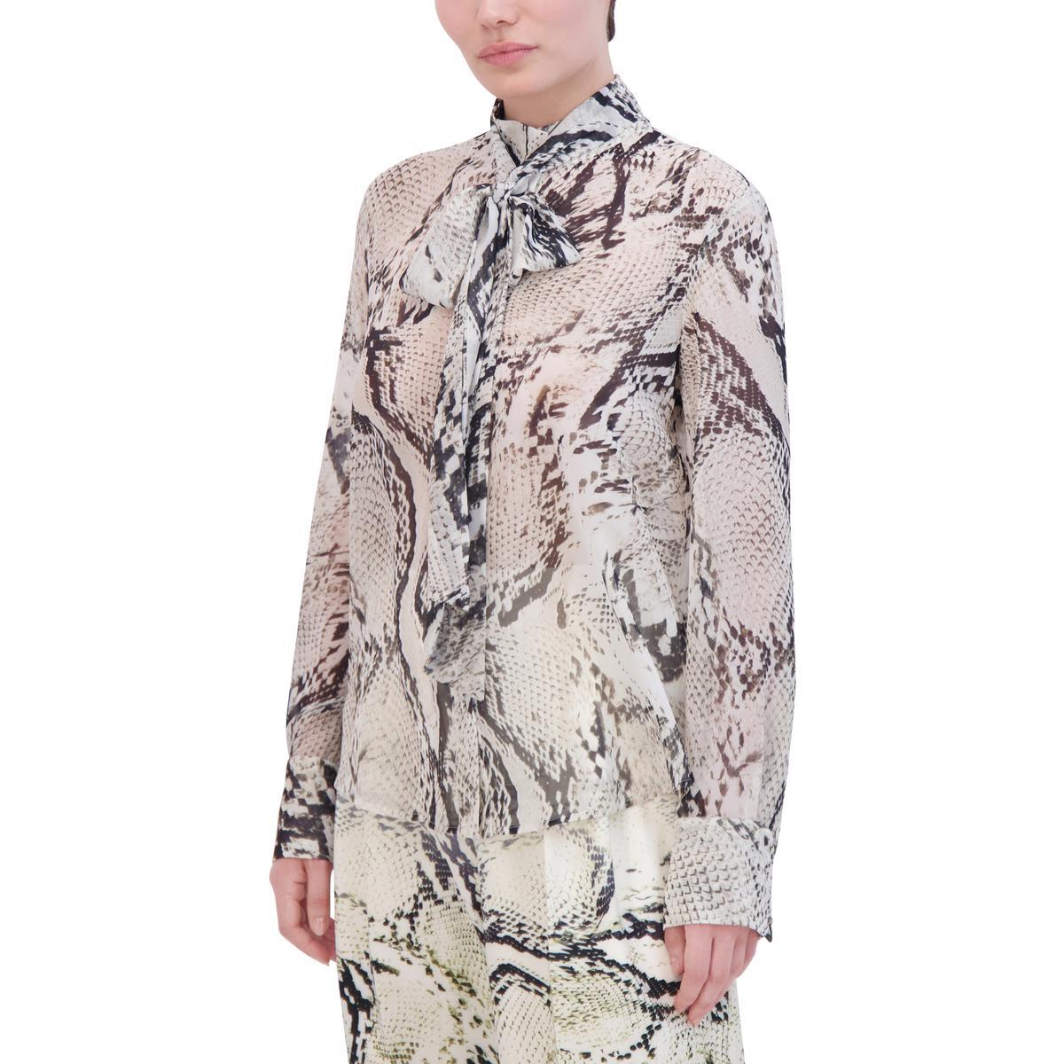 Женская прозрачная шифоновая блузка на пуговицах BCBGMAXAZRIA BHFO 7986